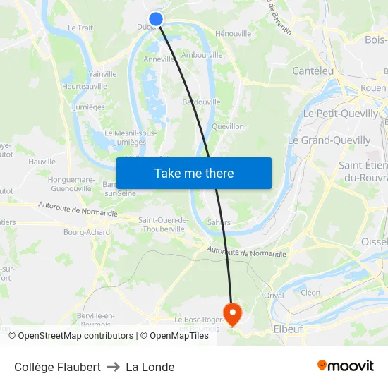 Collège Flaubert to La Londe map