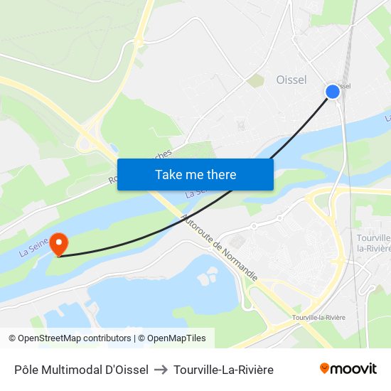 Pôle Multimodal D'Oissel to Tourville-La-Rivière map