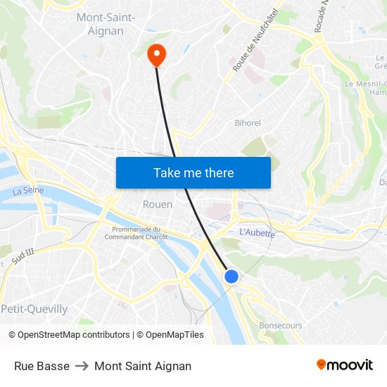 Rue Basse to Mont Saint Aignan map