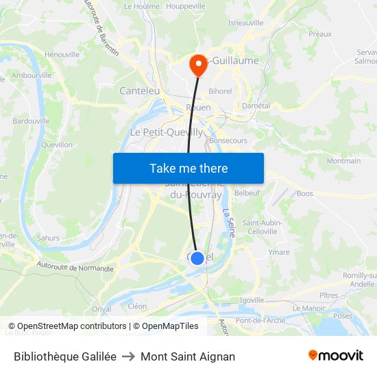 Bibliothèque Galilée to Mont Saint Aignan map