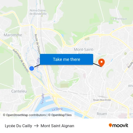 Lycée Du Cailly to Mont Saint Aignan map