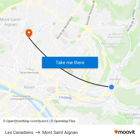 Les Canadiens to Mont Saint Aignan map
