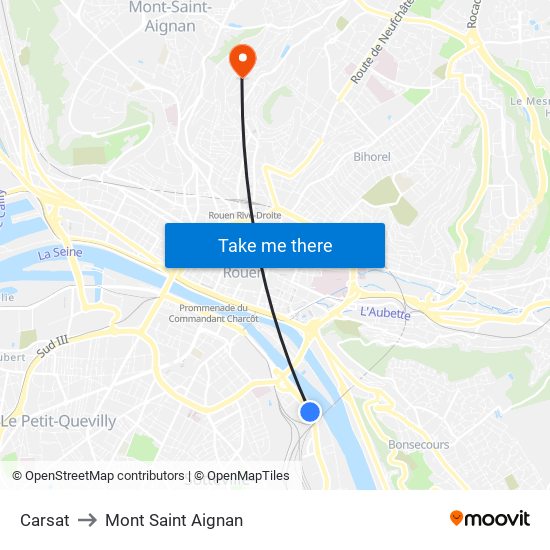 Carsat to Mont Saint Aignan map