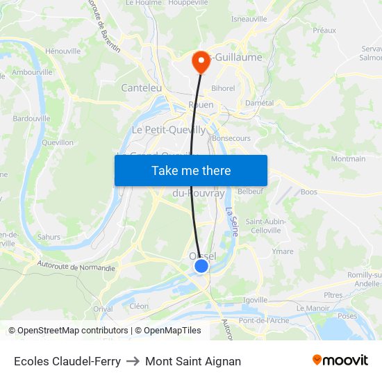 Ecoles Claudel-Ferry to Mont Saint Aignan map