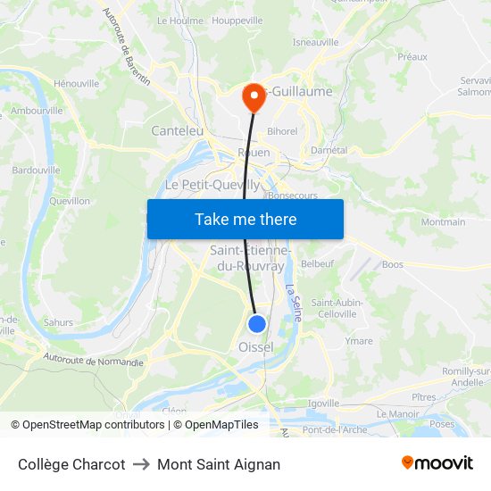 Collège Charcot to Mont Saint Aignan map