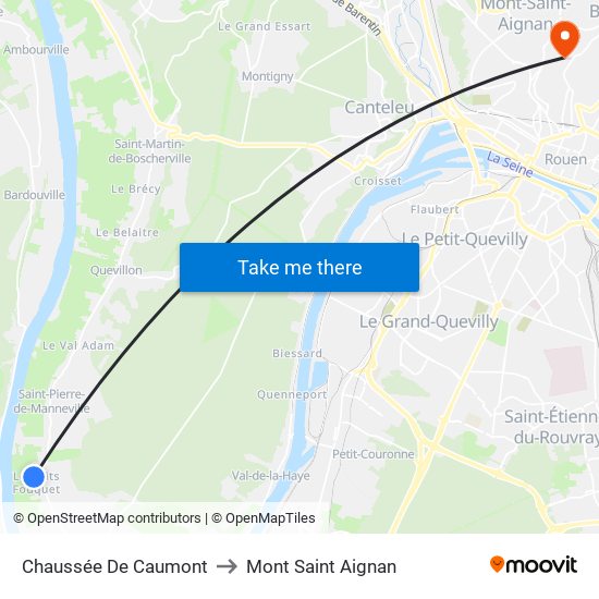 Chaussée De Caumont to Mont Saint Aignan map