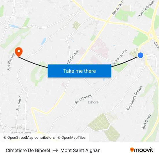 Cimetière De Bihorel to Mont Saint Aignan map