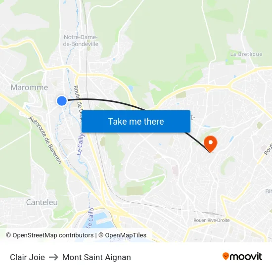 Clair Joie to Mont Saint Aignan map