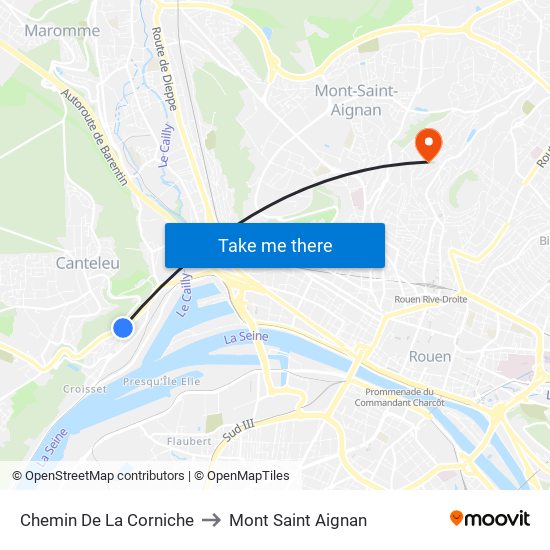 Chemin De La Corniche to Mont Saint Aignan map