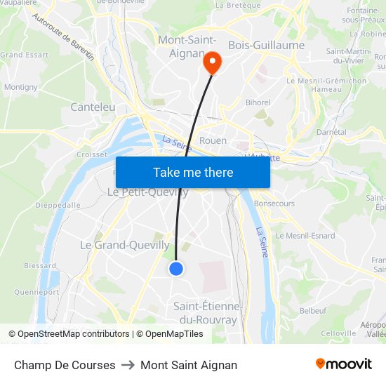 Champ De Courses to Mont Saint Aignan map