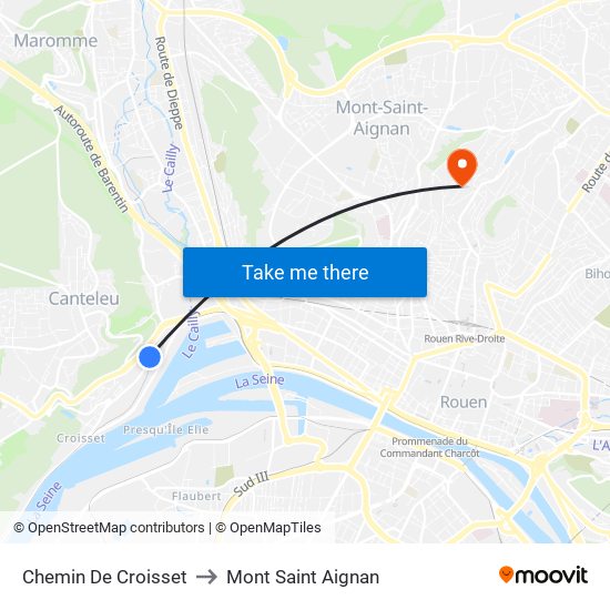 Chemin De Croisset to Mont Saint Aignan map