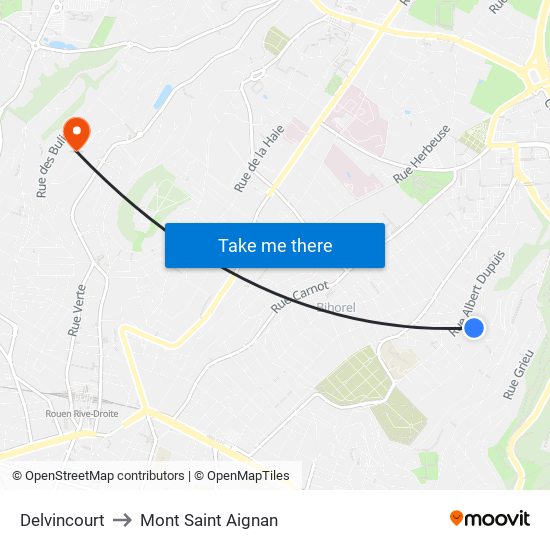 Delvincourt to Mont Saint Aignan map