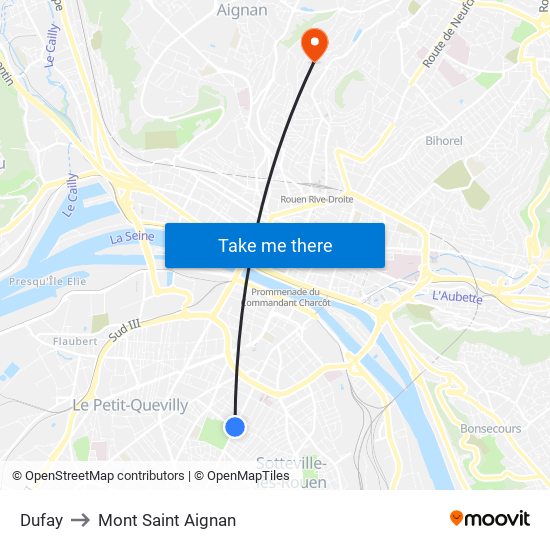 Dufay to Mont Saint Aignan map