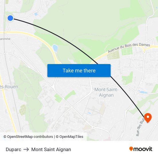 Duparc to Mont Saint Aignan map