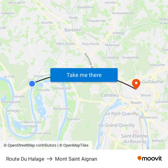 Route Du Halage to Mont Saint Aignan map