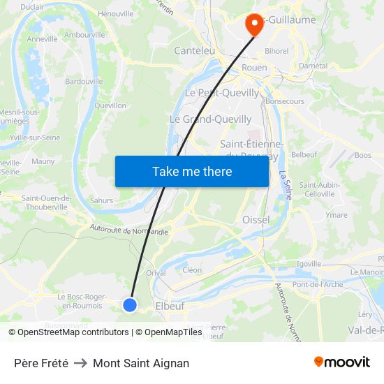 Père Frété to Mont Saint Aignan map