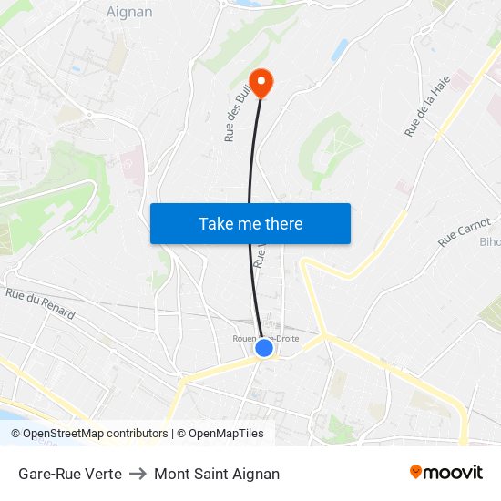 Gare-Rue Verte to Mont Saint Aignan map