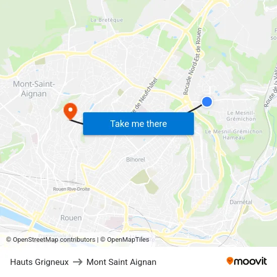 Hauts Grigneux to Mont Saint Aignan map