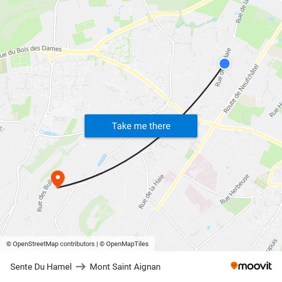 Sente Du Hamel to Mont Saint Aignan map