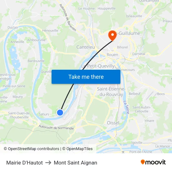 Mairie D'Hautot to Mont Saint Aignan map