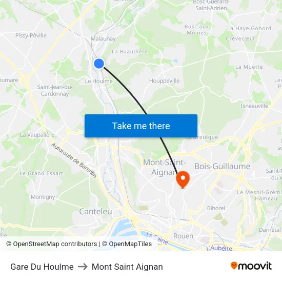Gare Du Houlme to Mont Saint Aignan map