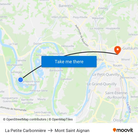 La Petite Carbonnière to Mont Saint Aignan map