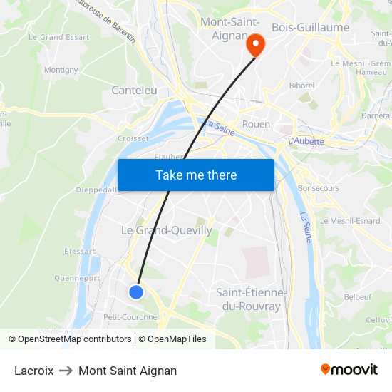 Lacroix to Mont Saint Aignan map