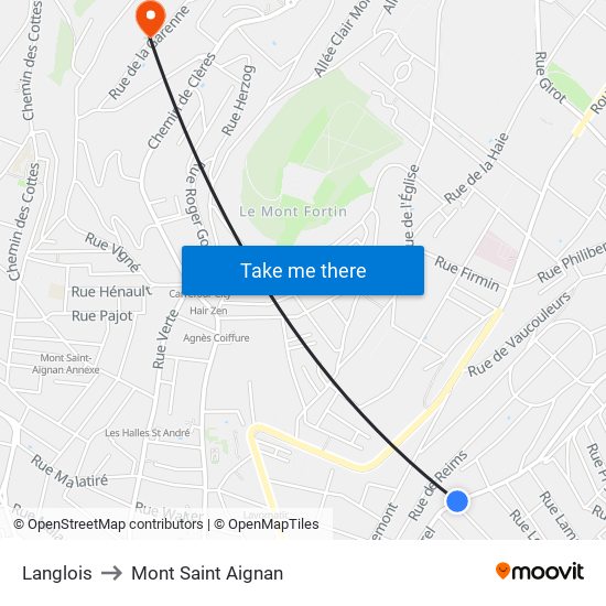 Langlois to Mont Saint Aignan map