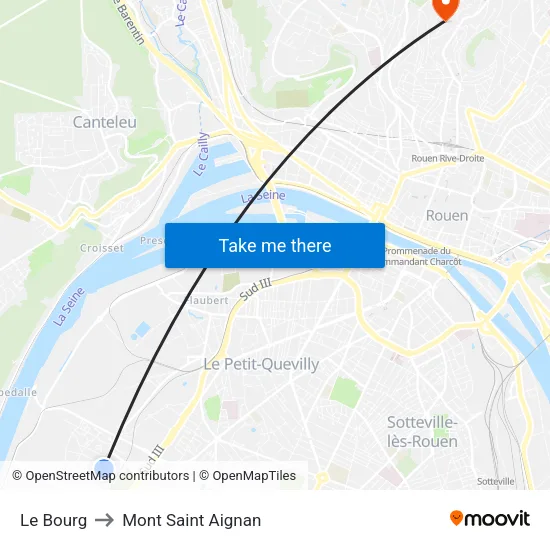 Le Bourg to Mont Saint Aignan map