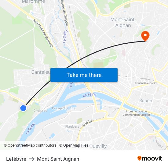 Lefèbvre to Mont Saint Aignan map