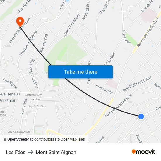 Les Fées to Mont Saint Aignan map