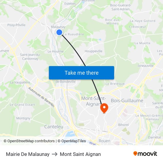 Mairie De Malaunay to Mont Saint Aignan map