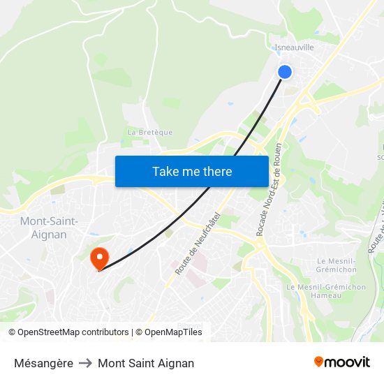 Mésangère to Mont Saint Aignan map