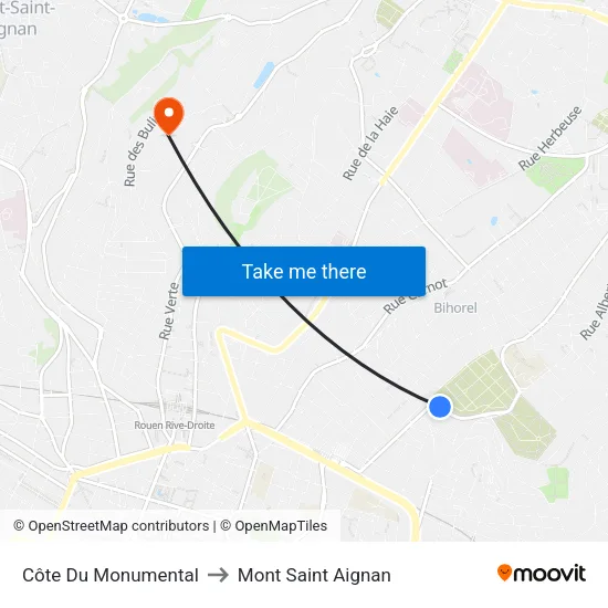 Côte Du Monumental to Mont Saint Aignan map