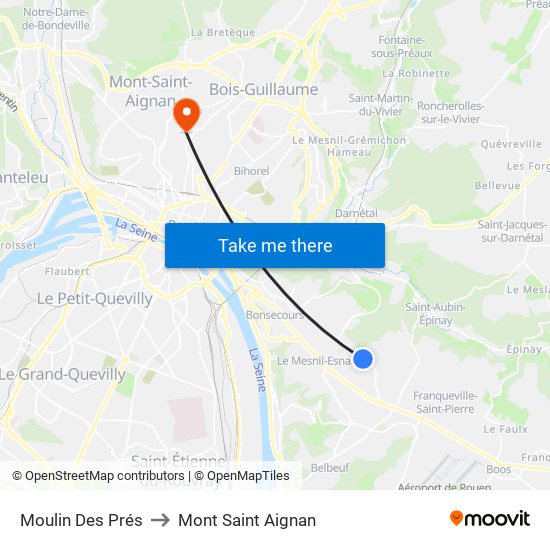 Moulin Des Prés to Mont Saint Aignan map