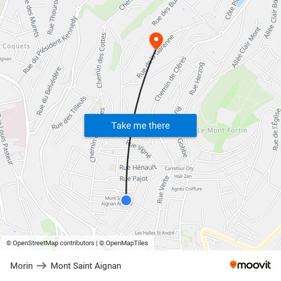 Morin to Mont Saint Aignan map