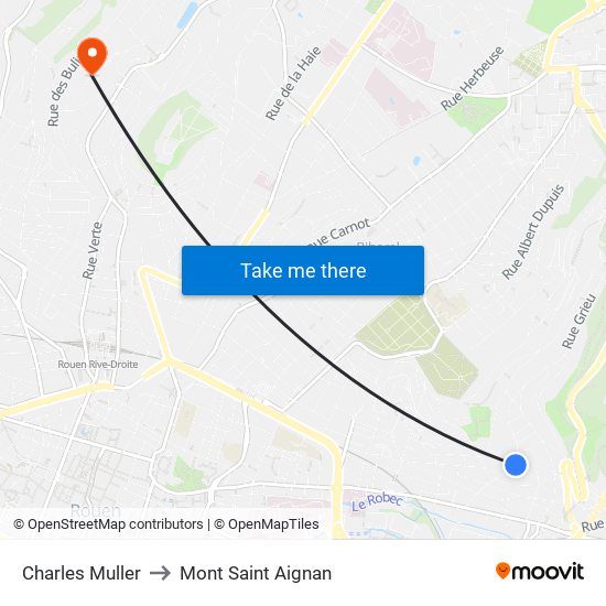 Charles Muller to Mont Saint Aignan map