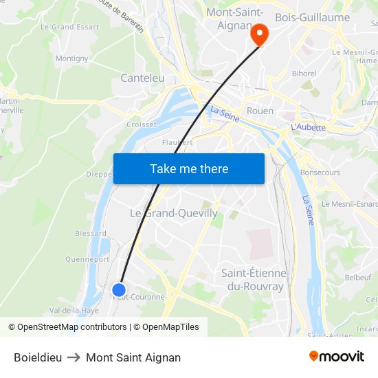 Boieldieu to Mont Saint Aignan map