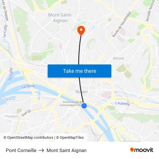 Pont Corneille to Mont Saint Aignan map