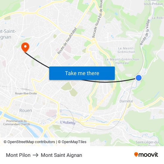 Mont Pilon to Mont Saint Aignan map