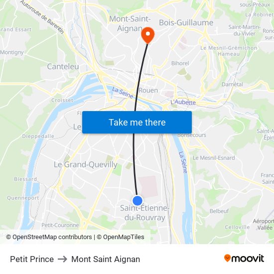 Petit Prince to Mont Saint Aignan map