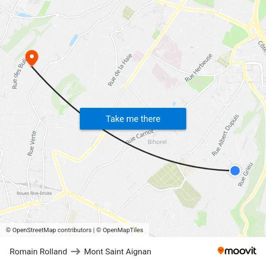 Romain Rolland to Mont Saint Aignan map