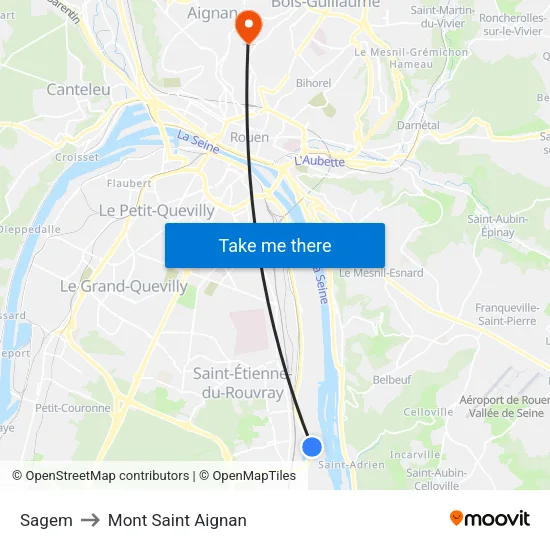 Sagem to Mont Saint Aignan map