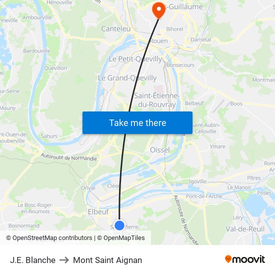 J.E. Blanche to Mont Saint Aignan map