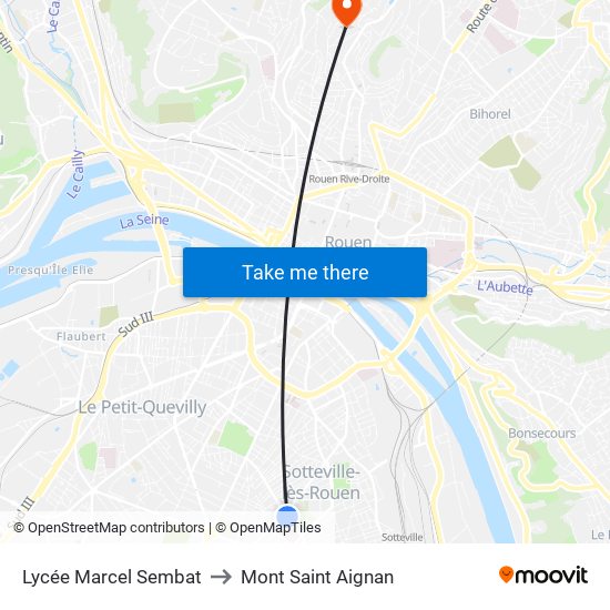 Lycée Marcel Sembat to Mont Saint Aignan map