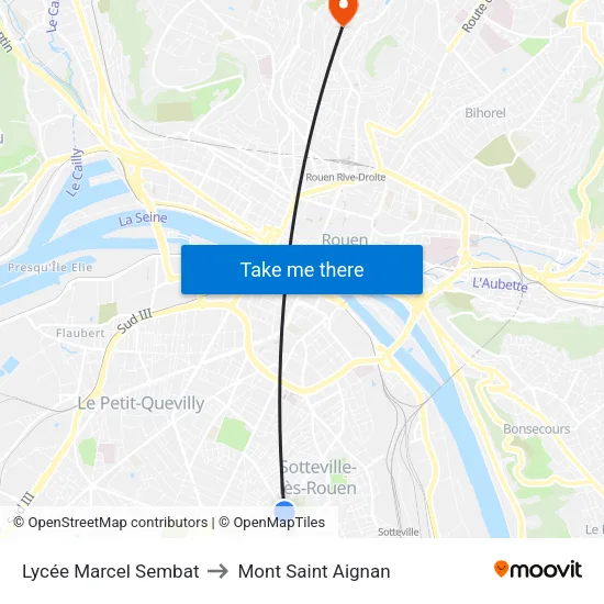 Lycée Marcel Sembat to Mont Saint Aignan map