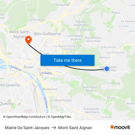 Mairie De Saint-Jacques to Mont Saint Aignan map
