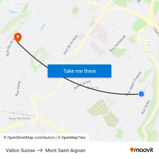 Vallon Suisse to Mont Saint Aignan map