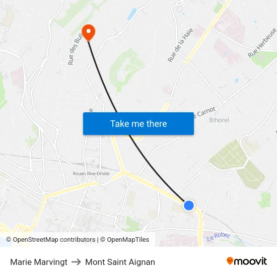 Marie Marvingt to Mont Saint Aignan map