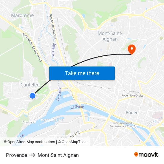 Provence to Mont Saint Aignan map